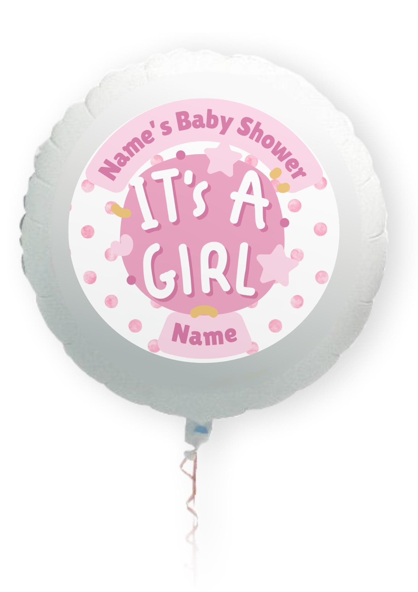 Personalised Baby Shower Cake Toppers: Pink Baby theme on Edible Icing or Wafer matching Stickers Foil Balloon