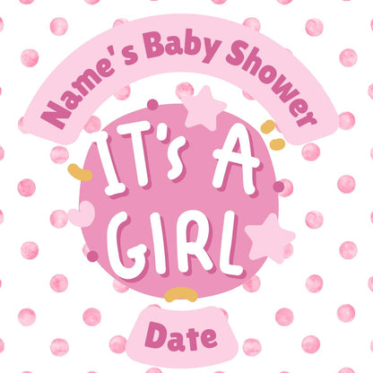 Personalised Baby Shower Cake Toppers: Pink Baby theme on Edible Icing or Wafer matching Stickers Foil Balloon