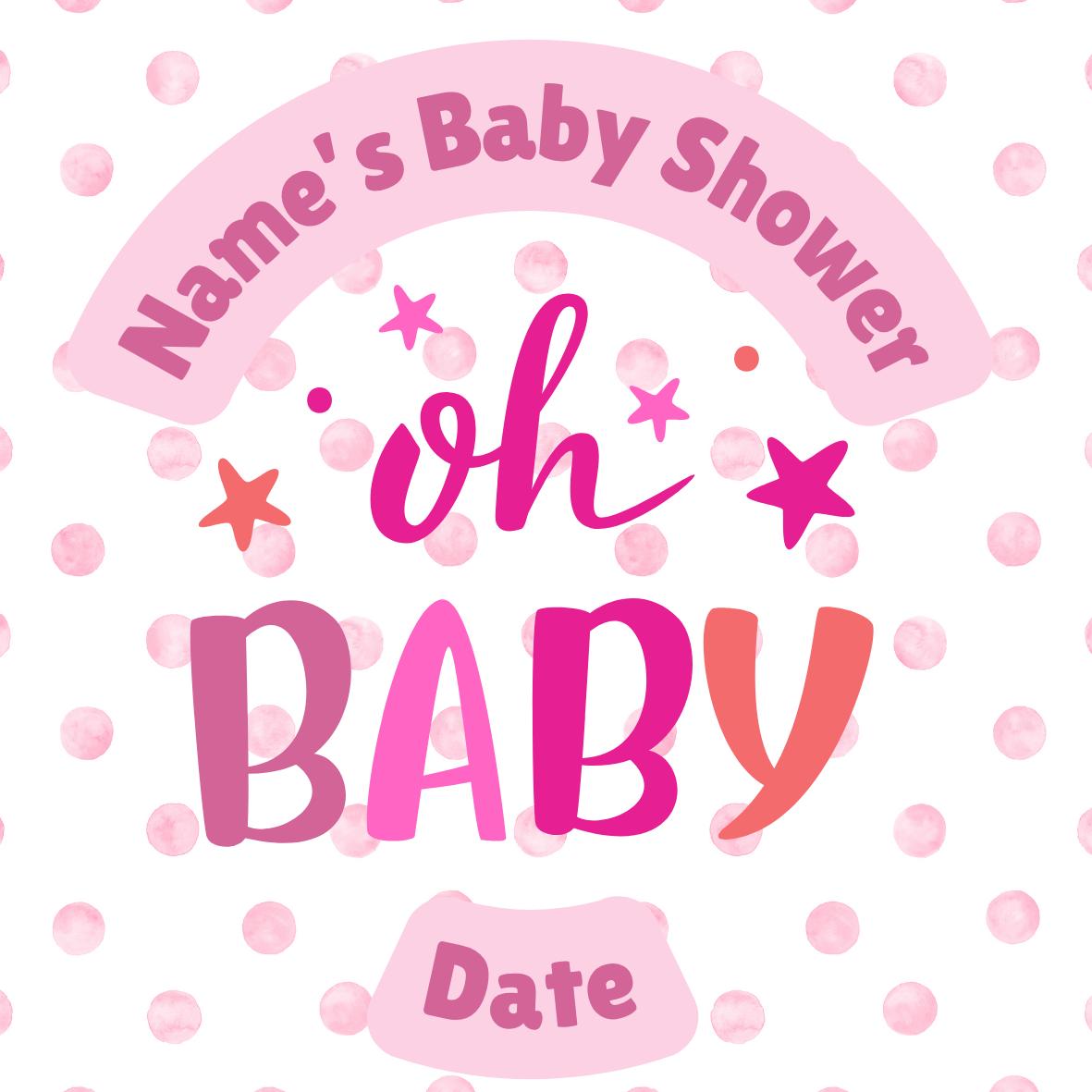 Personalised Baby Shower Cake Toppers: Pink Baby theme on Edible Icing or Wafer matching Stickers Foil Balloon