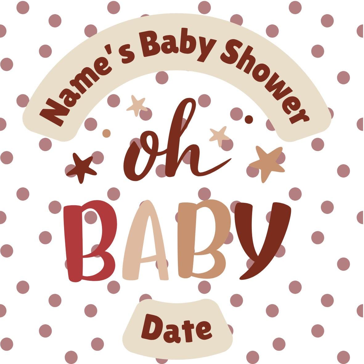 Personalised Baby Shower Cupcake Toppers: Neutral Cream, Edible Ink on Icing or Wafer