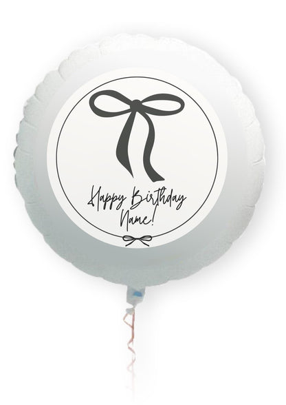 Personalised Birthday Cake Toppers: Black Ribbon Bow Designs matching Invitations Stickers Balloon Party Pack