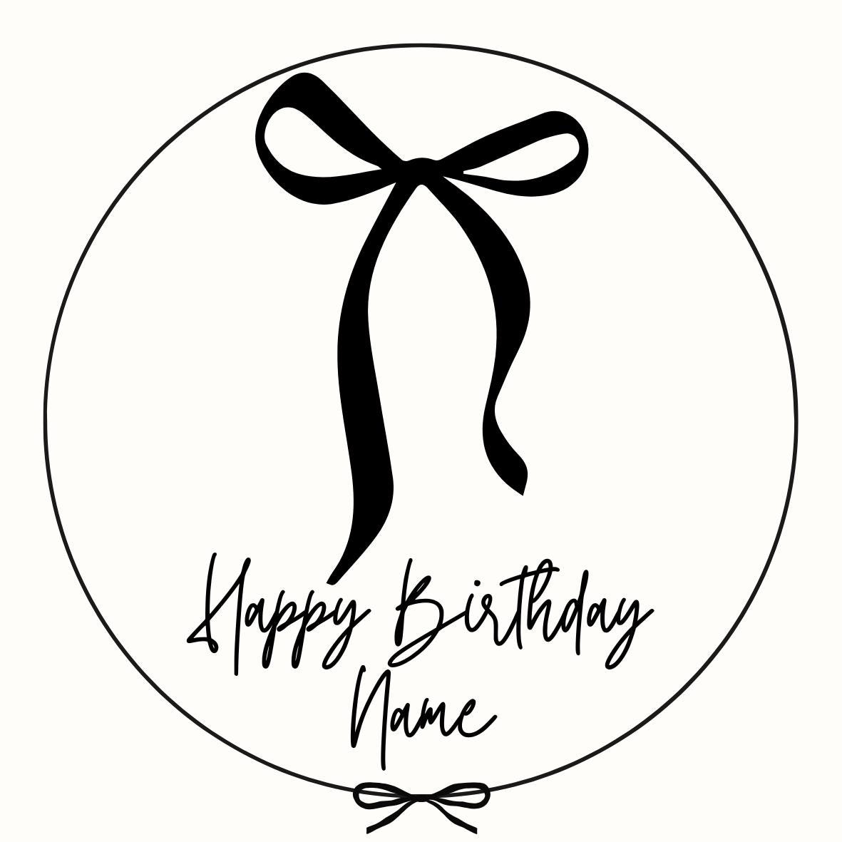 Personalised Birthday Cake Toppers: Black Ribbon Bow Designs matching Invitations Stickers Balloon Party Pack