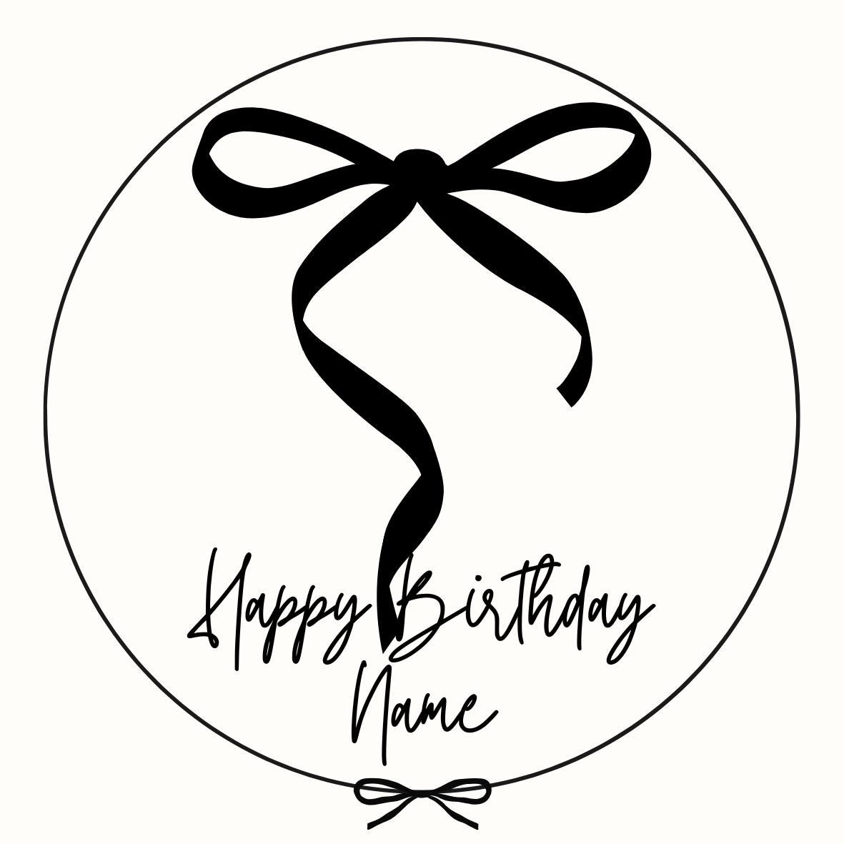 Personalised Birthday Cake Toppers: Black Ribbon Bow Designs matching Invitations Stickers Balloon Party Pack