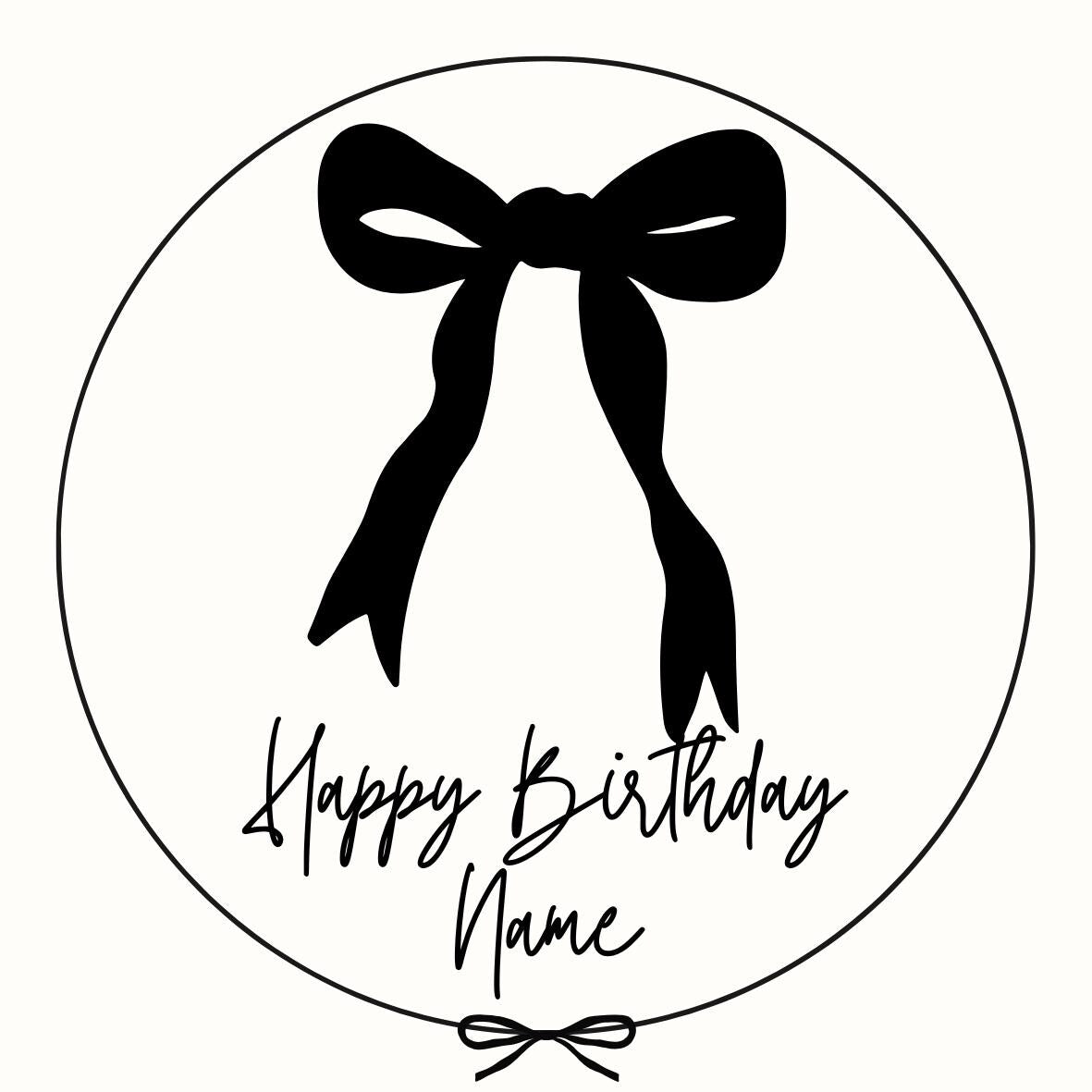 Personalised Birthday Cake Toppers: Black Ribbon Bow Designs matching Invitations Stickers Balloon Party Pack