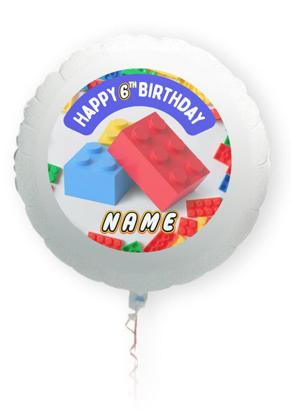 Personalised Building Block Birthday Cake Toppers: Edible Icing or Wafer matching Invitations Stickers Balloon Party Pack