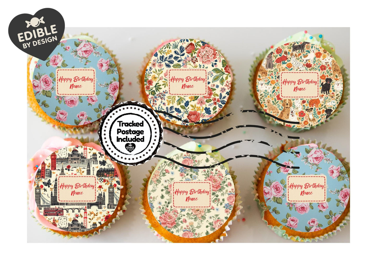Personalised Cath Kidston Inspired Cake Toppers: Edible Icing or Wafer, Stickers, Invites, Balloon and Party Pack