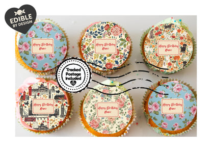 Personalised Cath Kidston Inspired Cake Toppers: Edible Icing or Wafer, Stickers, Invites, Balloon and Party Pack