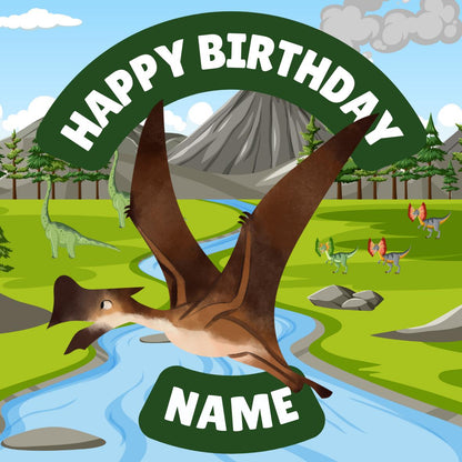 Personalised Dinosaur Happy Birthday Cake Toppers matching Invitations Stickers Balloon Party Pack