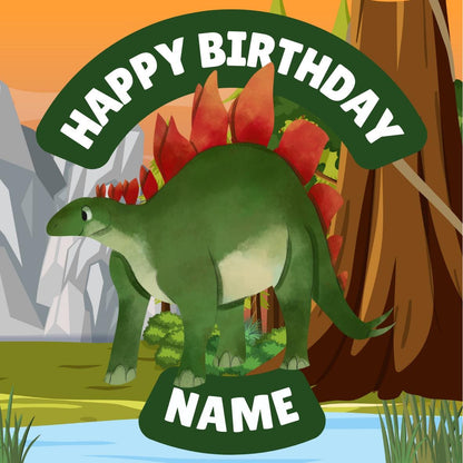 Personalised Dinosaur Happy Birthday Cake Toppers matching Invitations Stickers Balloon Party Pack