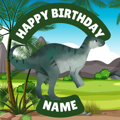 Personalised Dinosaur Happy Birthday Cake Toppers matching Invitations Stickers Balloon Party Pack