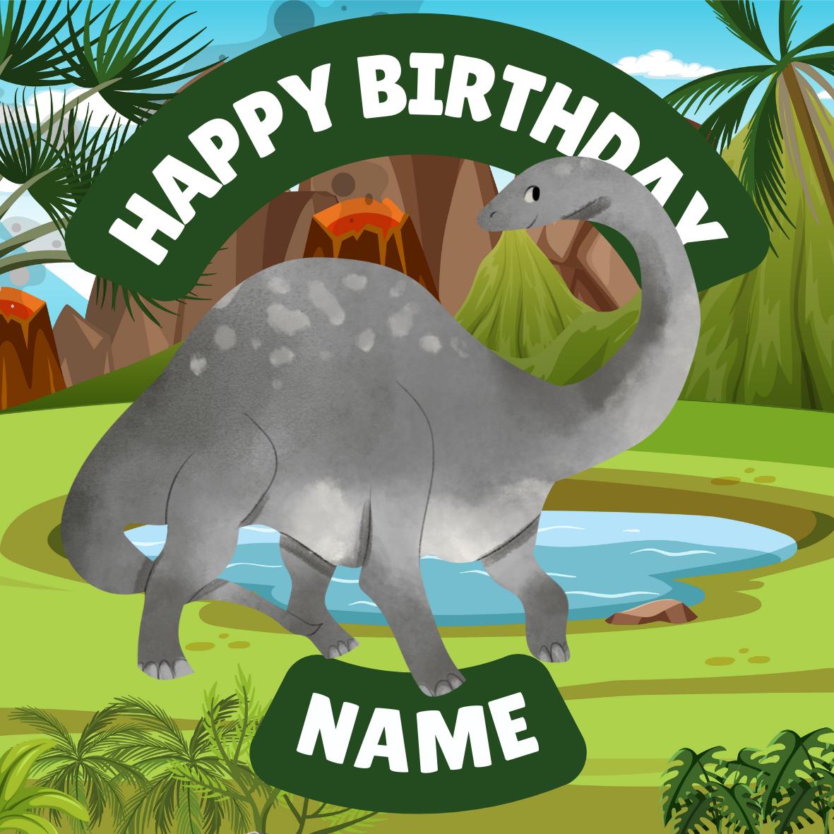 Personalised Dinosaur Happy Birthday Cake Toppers matching Invitations Stickers Balloon Party Pack