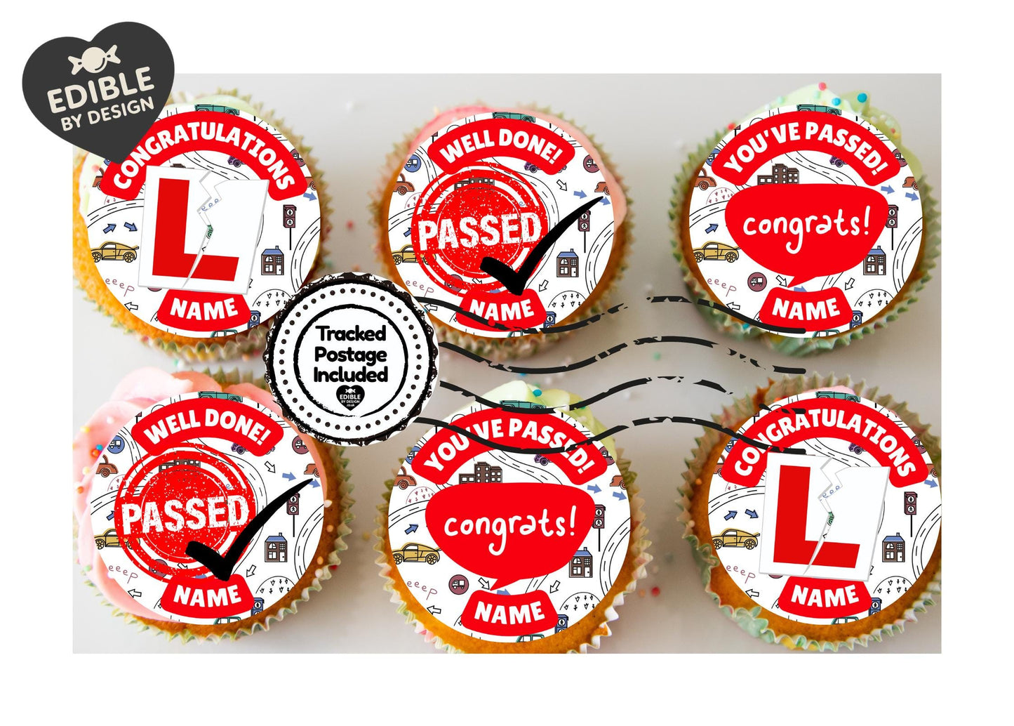 Personalised Driving Test Pass Cake Toppers Edible Ink - matching Balloon available