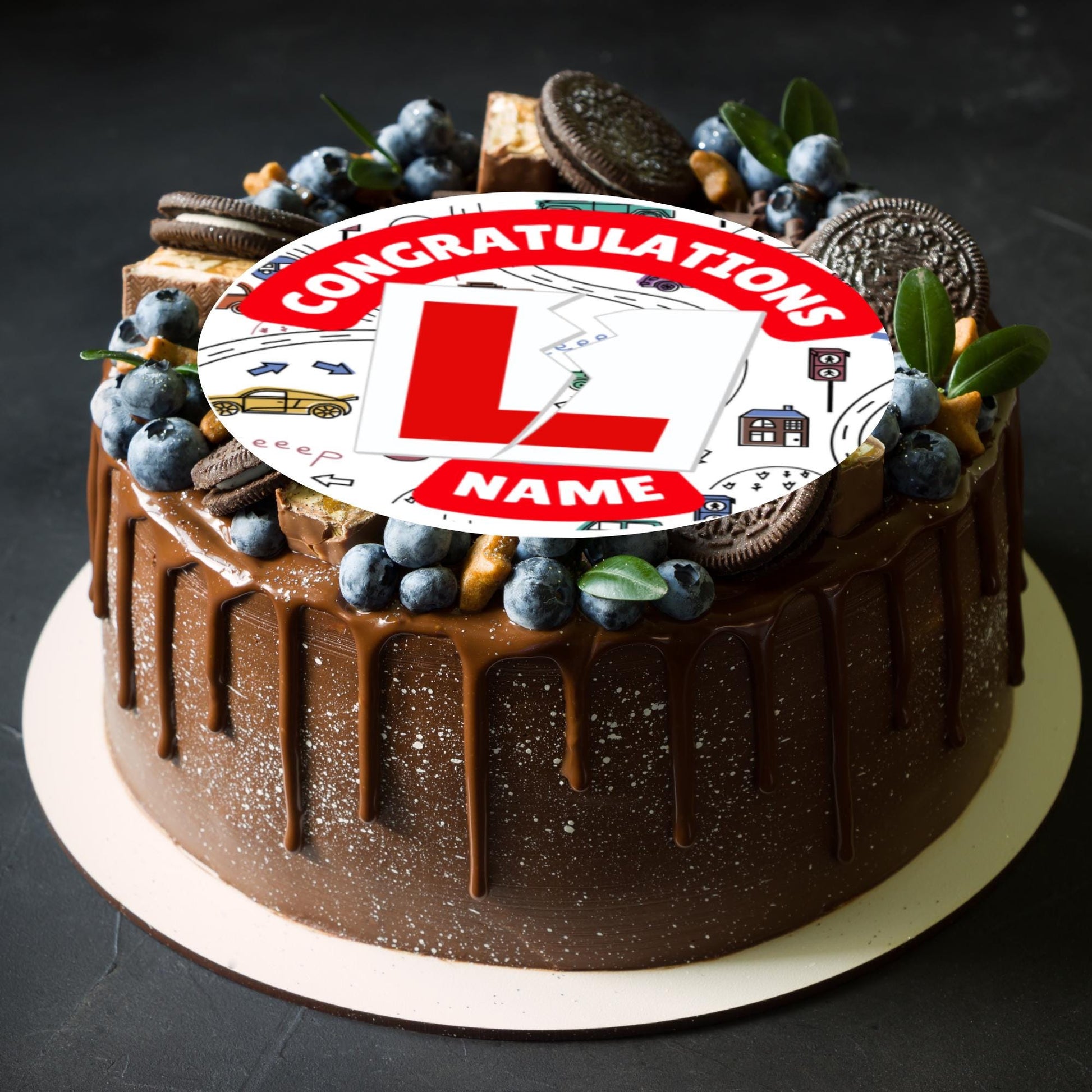 Personalised Driving Test Pass Cake Toppers Edible Ink - matching Balloon available