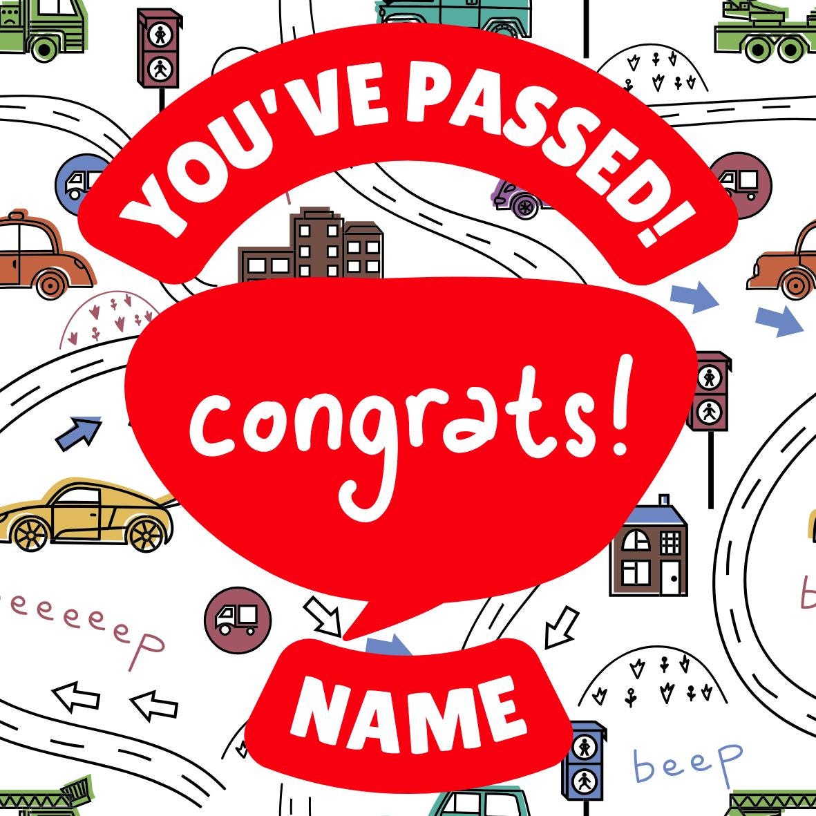 Personalised Driving Test Pass Cake Toppers Edible Ink - matching Balloon available