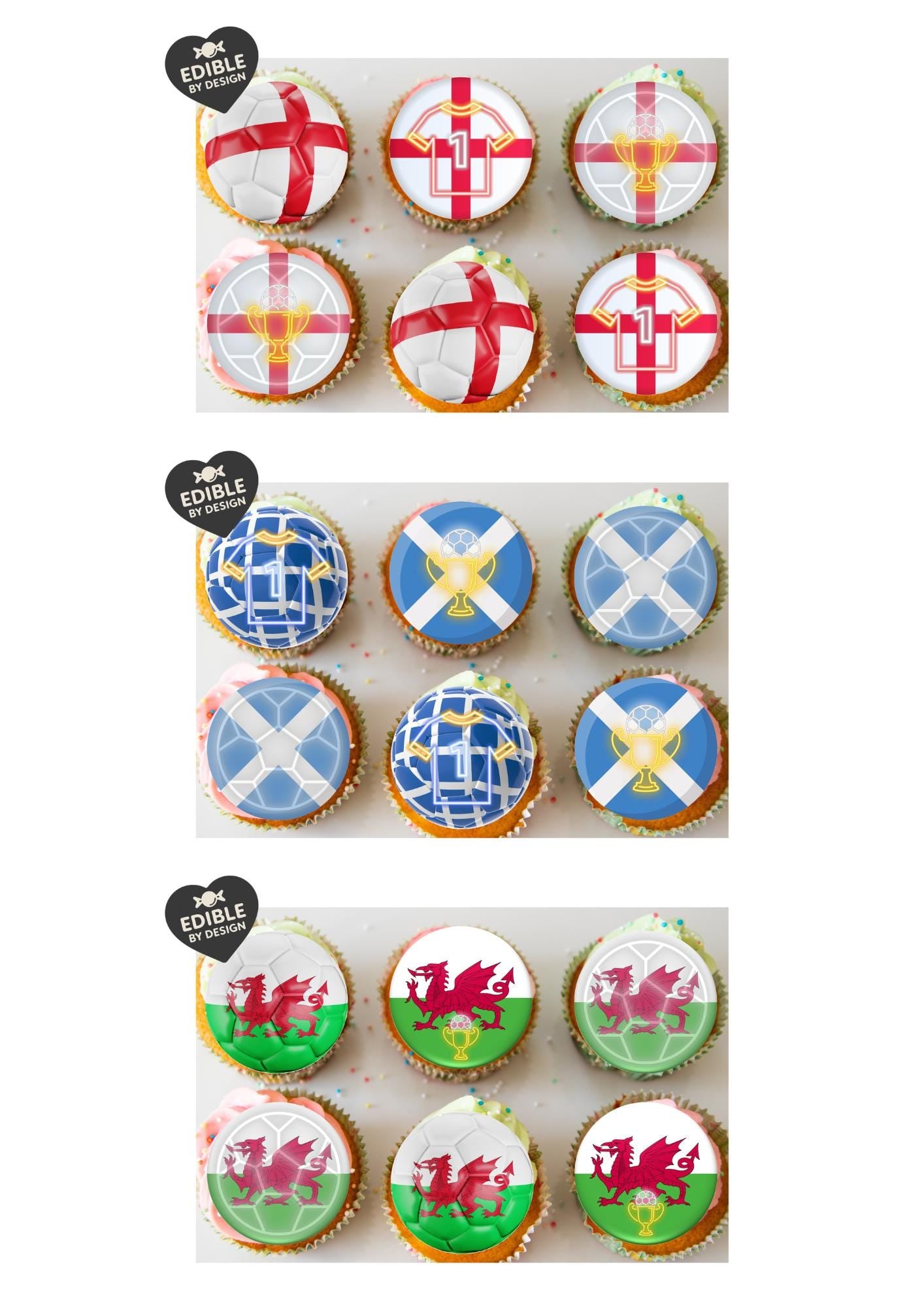 Personalised England/Wales/Scotland Football Cake Toppers: Edible Cake Decorations in Icing or Wafer