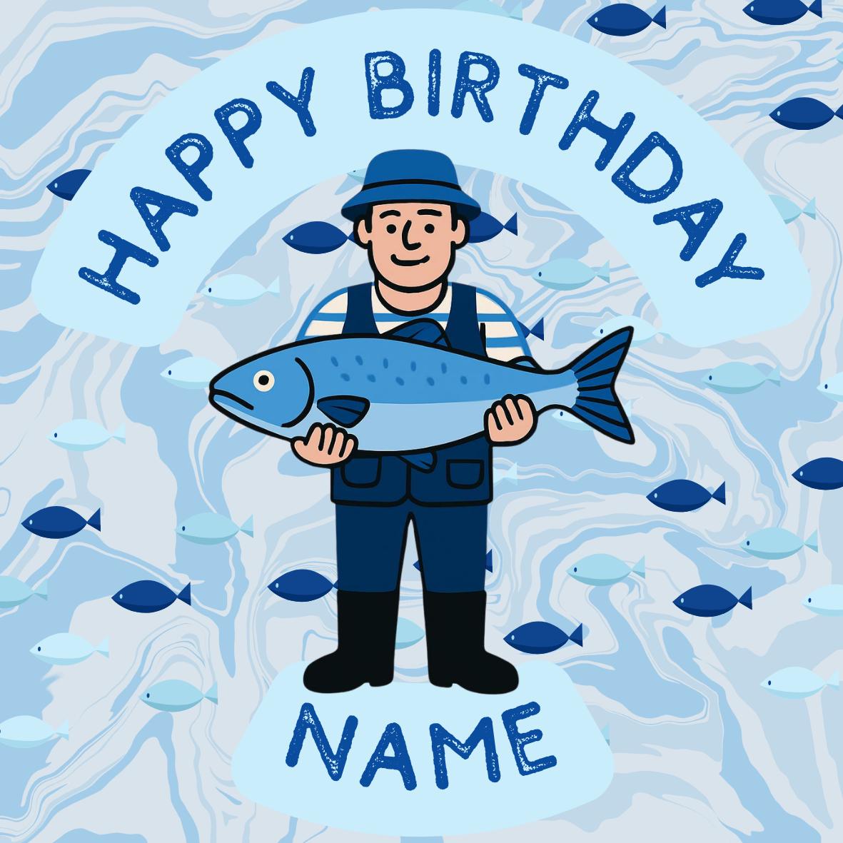 Personalised Fishing Cake Toppers: Edible Icing or Wafer - Stickers, Invitations, Foil Balloon