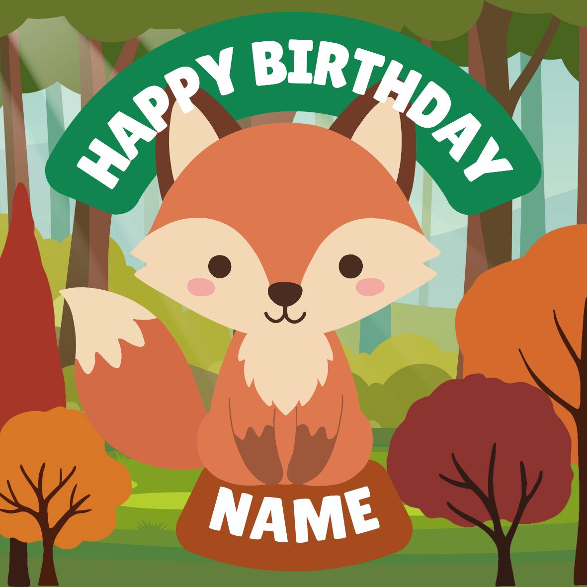 Personalised Forest Animal Cake Toppers: Edible Icing or Wafer matching Invitations Stickers Balloon Party Pack