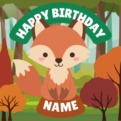 Personalised Forest Animal Cake Toppers: Edible Icing or Wafer matching Invitations Stickers Balloon Party Pack