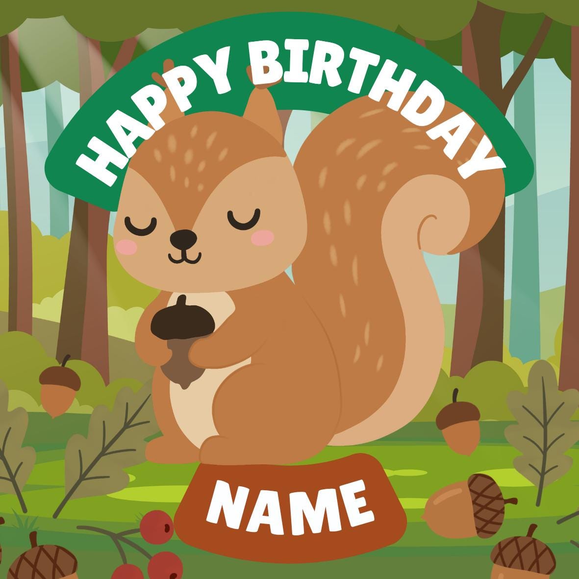Personalised Forest Animal Cake Toppers: Edible Icing or Wafer matching Invitations Stickers Balloon Party Pack