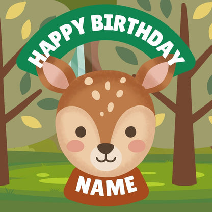 Personalised Forest Animal Cake Toppers: Edible Icing or Wafer matching Invitations Stickers Balloon Party Pack
