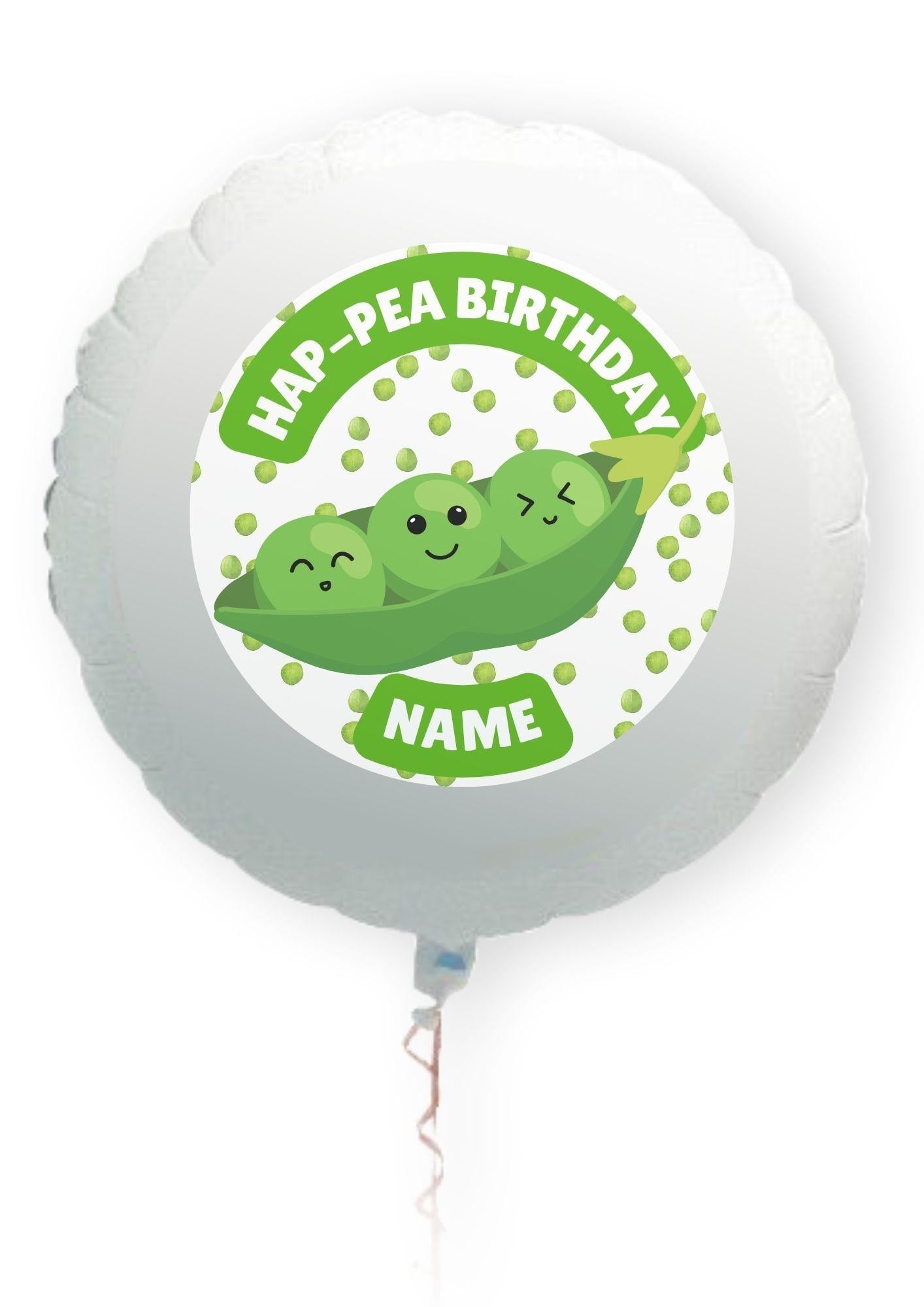 Personalised Hap-pea Birthday Cake Toppers: Edible Icing or Wafer matching Invitations Stickers Balloon Party Pack