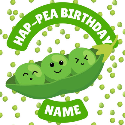 Personalised Hap-pea Birthday Cake Toppers: Edible Icing or Wafer matching Invitations Stickers Balloon Party Pack