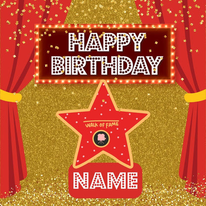 Personalised Hollywood Theme Cake Toppers: Red Carpet Oscar Theme Icing or Wafer matching Invitations Stickers Balloon & Party Pack