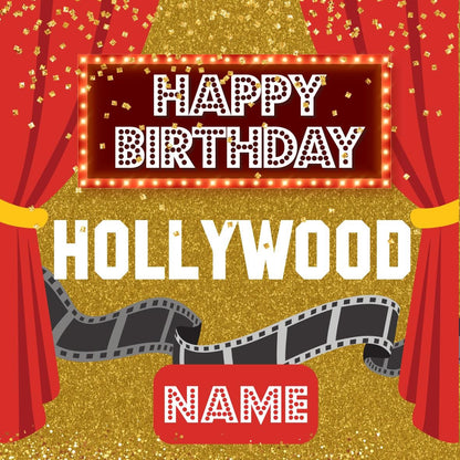 Personalised Hollywood Theme Cake Toppers: Red Carpet Oscar Theme Icing or Wafer matching Invitations Stickers Balloon & Party Pack