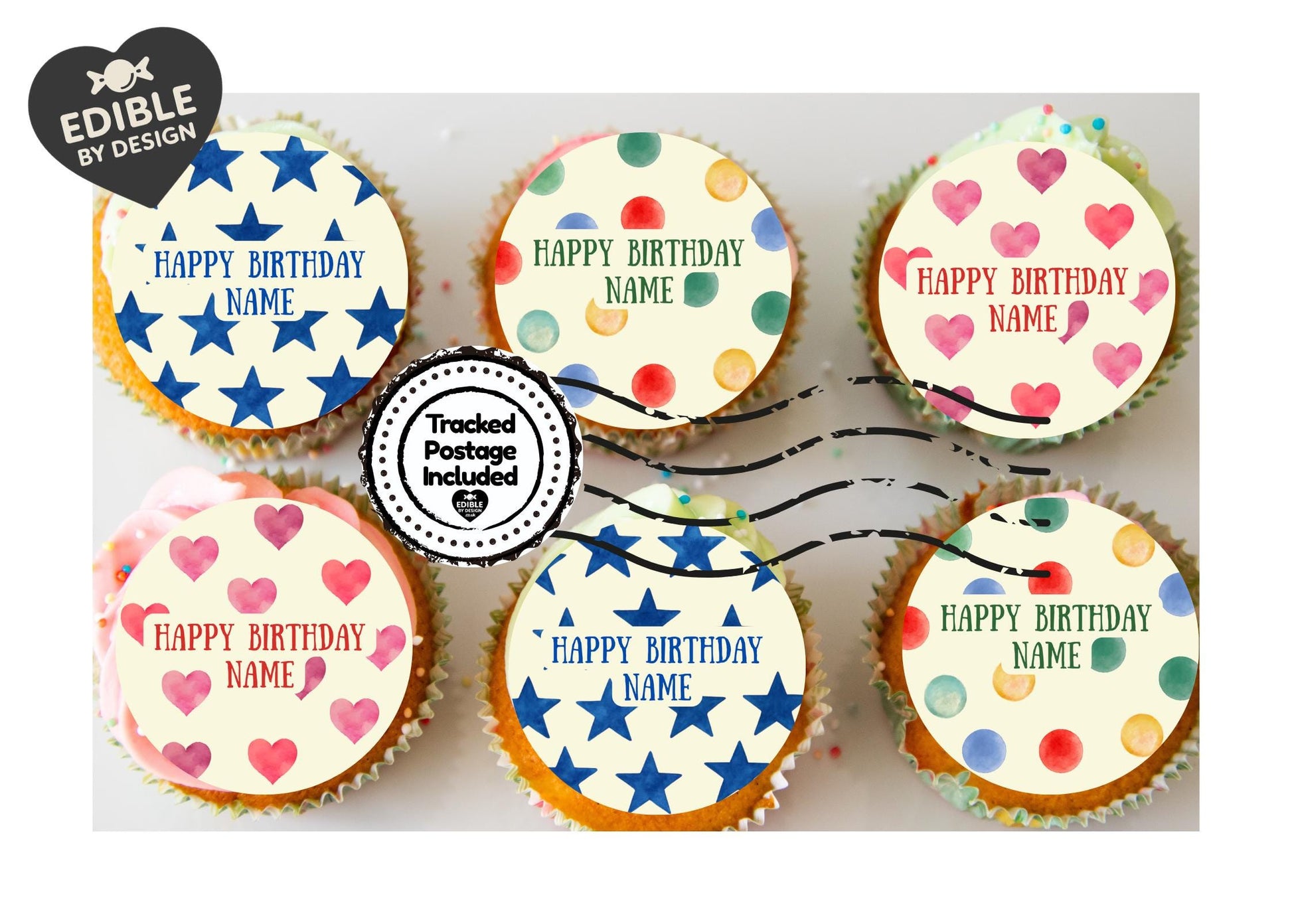 Personalised Inspired by Emma Bridgewater Cake Toppers: Edible Icing or Wafer, Stickers, Invites, Balloon and Party Pack