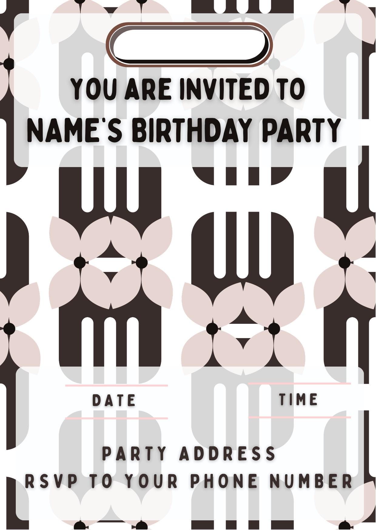 Personalised Mid Century Design Cake Toppers: Edible Icing or Wafer, Stickers, Invites, Balloon and Party Pack