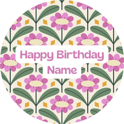 Personalised Mid Century Design Cake Toppers: Edible Icing or Wafer, Stickers, Invites, Balloon and Party Pack