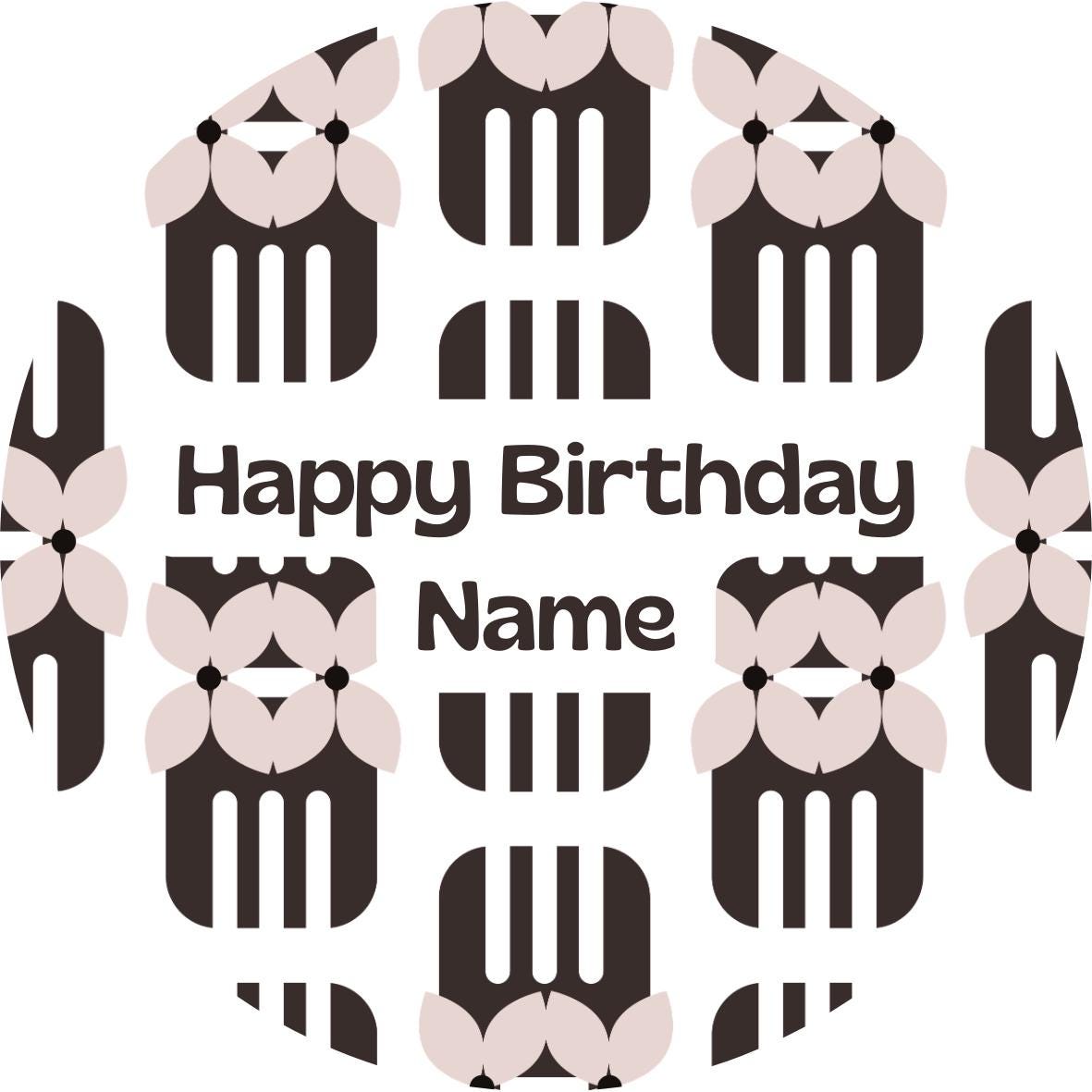 Personalised Mid Century Design Cake Toppers: Edible Icing or Wafer, Stickers, Invites, Balloon and Party Pack