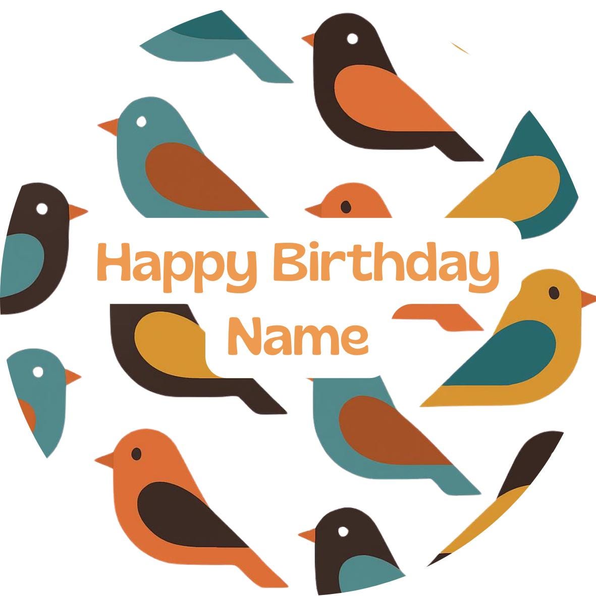 Personalised Mid Century Design Cake Toppers: Edible Icing or Wafer, Stickers, Invites, Balloon and Party Pack