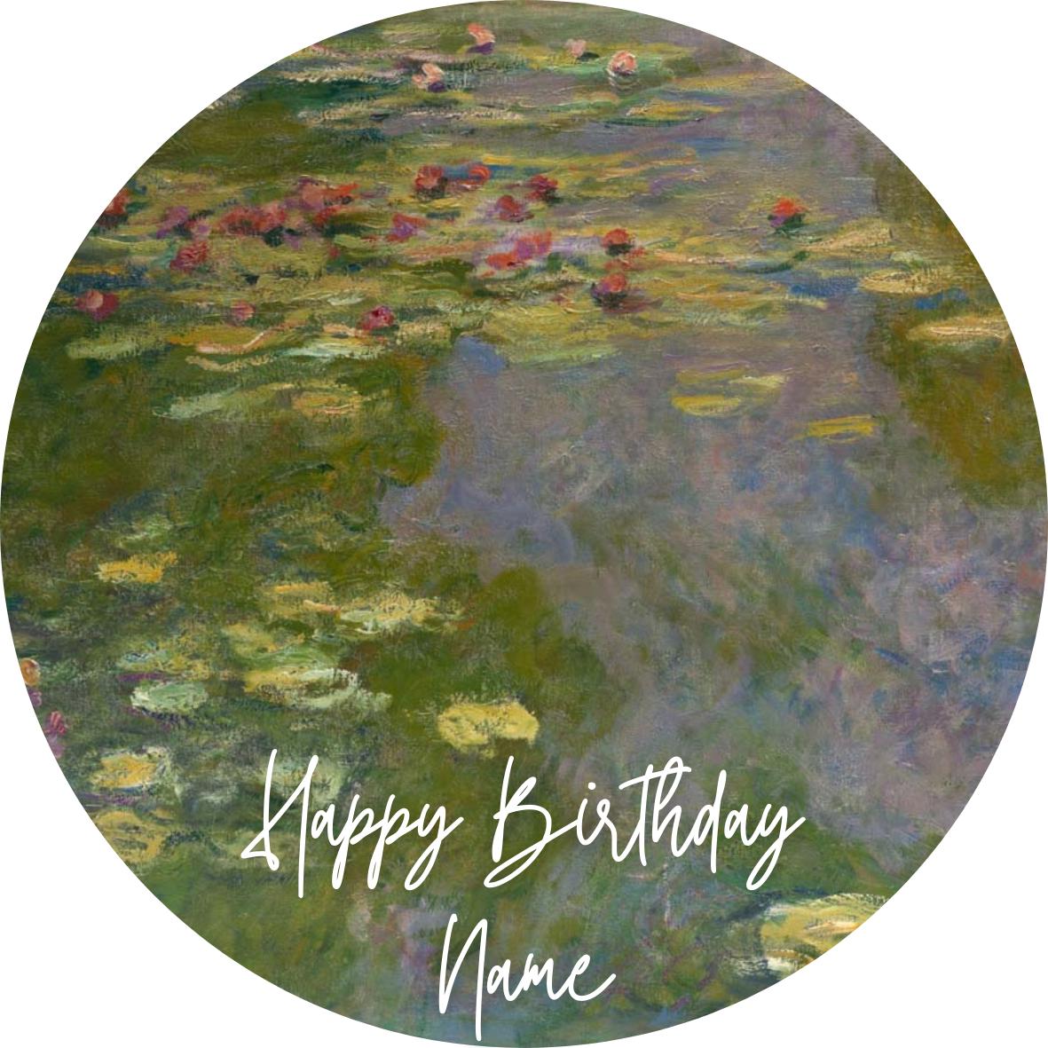 Personalised Monet Birthday Cake Toppers: Edible Icing or Wafer designs include Water Lilies, Japanese Bridge