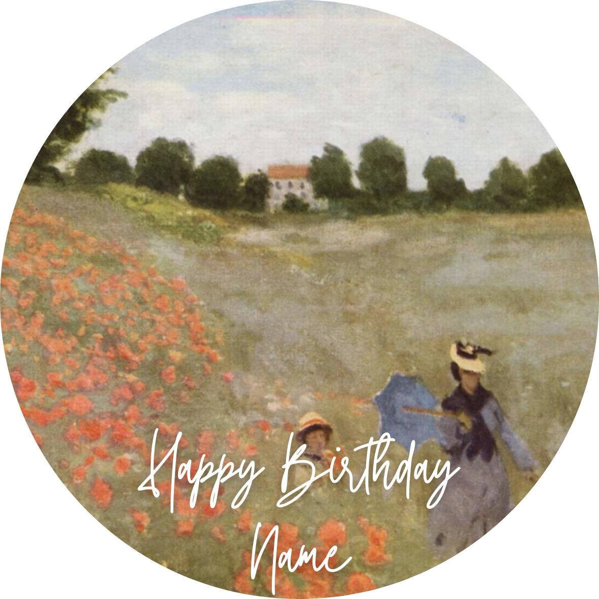 Personalised Monet Birthday Cake Toppers: Edible Icing or Wafer designs include Water Lilies, Japanese Bridge