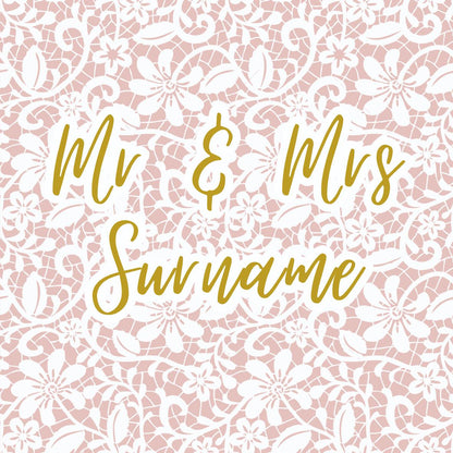 Personalised Mr & Mrs Wedding Cake Toppers Place settings: Edible Icing or Wafer