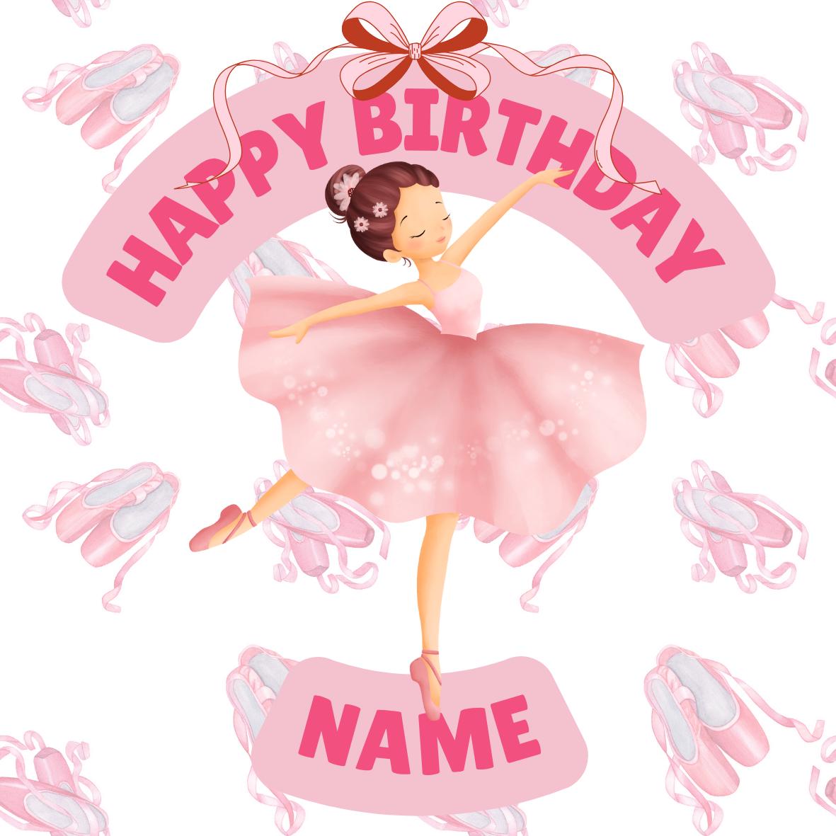 Personalised Pink Ballerina Birthday Cake Toppers matching Invitations Stickers Balloon Party Pack