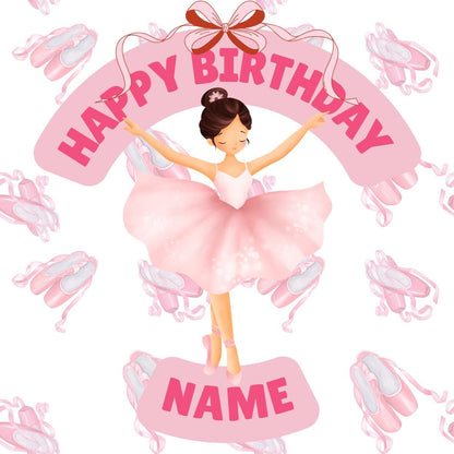 Personalised Pink Ballerina Birthday Cake Toppers matching Invitations Stickers Balloon Party Pack