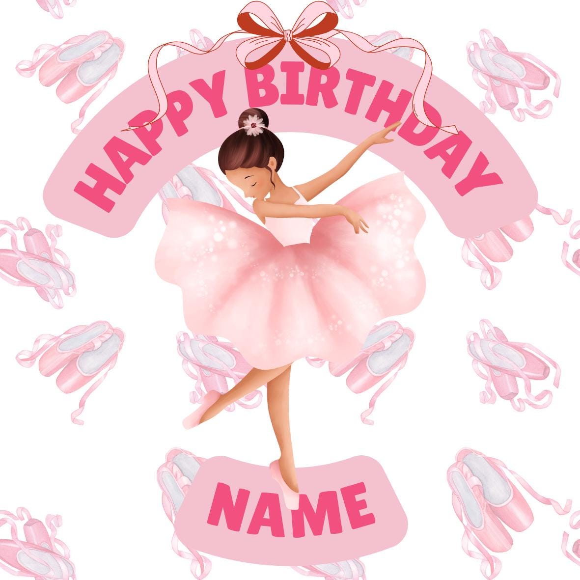 Personalised Pink Ballerina Birthday Cake Toppers matching Invitations Stickers Balloon Party Pack