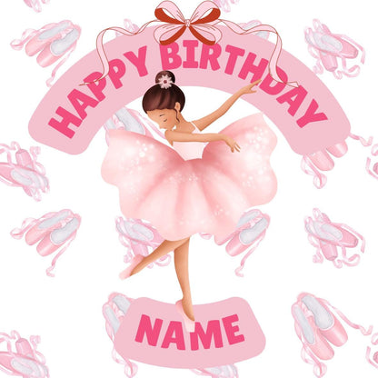 Personalised Pink Ballerina Birthday Cake Toppers matching Invitations Stickers Balloon Party Pack