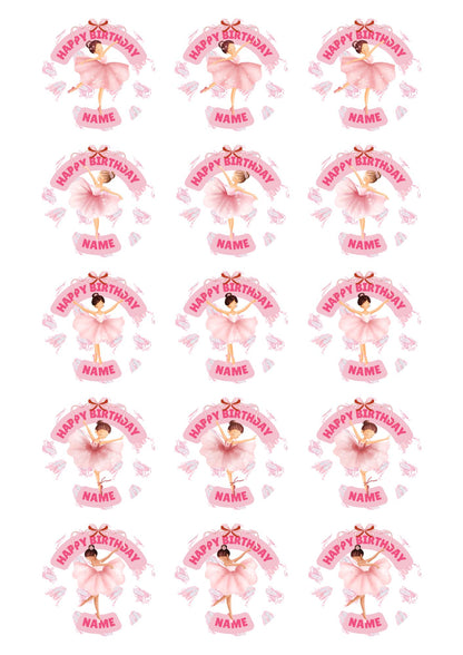Personalised Pink Ballerina Birthday Cake Toppers matching Invitations Stickers Balloon Party Pack
