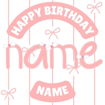 Personalised Pink Bow Photo Birthday Cake Toppers matching Invitations Stickers Balloon Party Pack