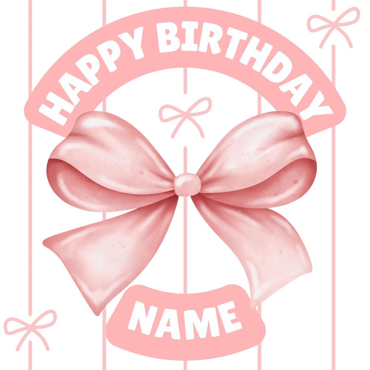 Personalised Pink Bow Photo Birthday Cake Toppers matching Invitations Stickers Balloon Party Pack