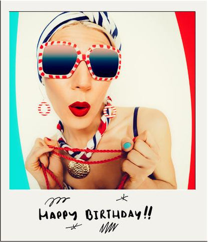 6 Personalised Polaroid Photo Stand Up Cupcake Toppers: Edible Wafer Card
