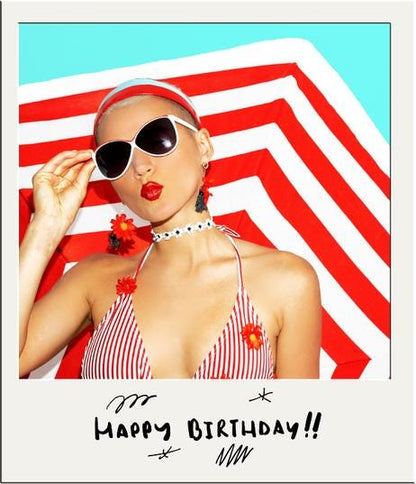 6 Personalised Polaroid Photo Stand Up Cupcake Toppers: Edible Wafer Card