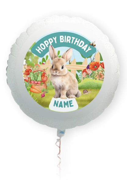 Personalised Rabbit Garden Cake Toppers: Edible Icing or Wafer matching Invitations Stickers Balloon Party Pack