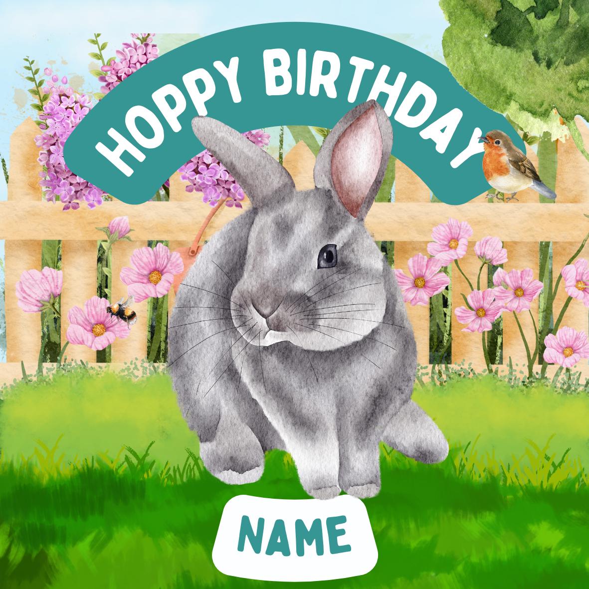 Personalised Rabbit Garden Cake Toppers: Edible Icing or Wafer matching Invitations Stickers Balloon Party Pack