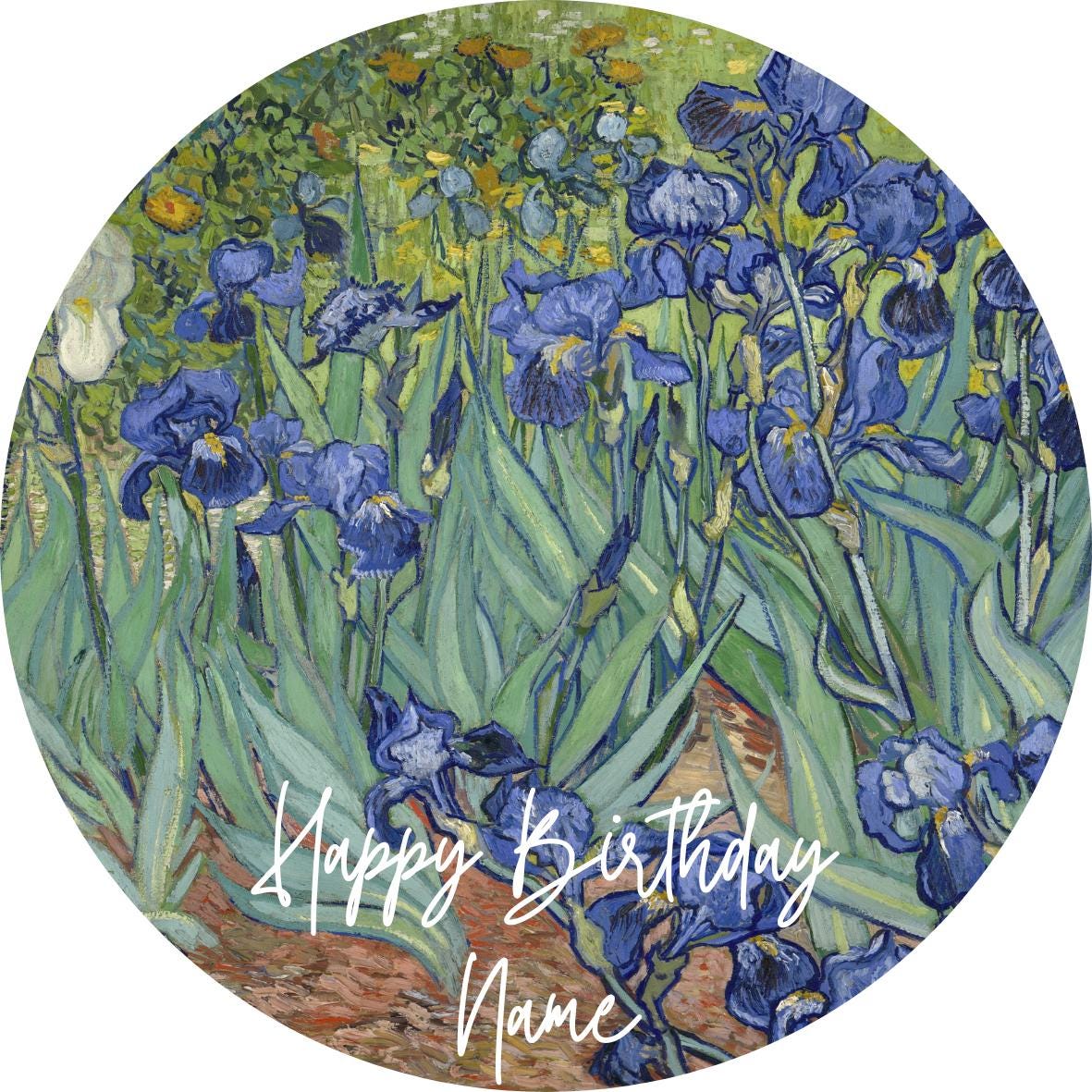 Personalised Van Gogh Cake Toppers: Starry Night, Sunflowers - Edible Icing or Wafer - Also Stickers or Foil Balloon