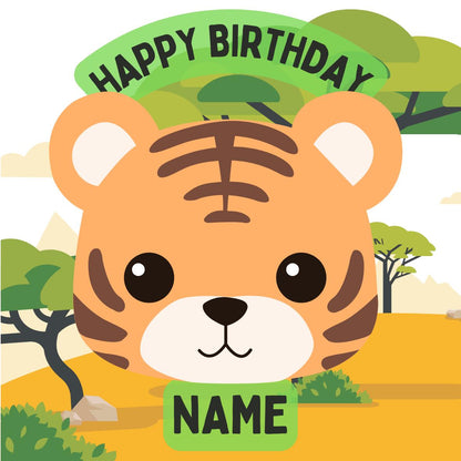 Personalised Zoo Animal Cake Toppers: Edible Birthday Party Decoration in Icing or Wafer matching Invitations Stickers Balloon Party Pack