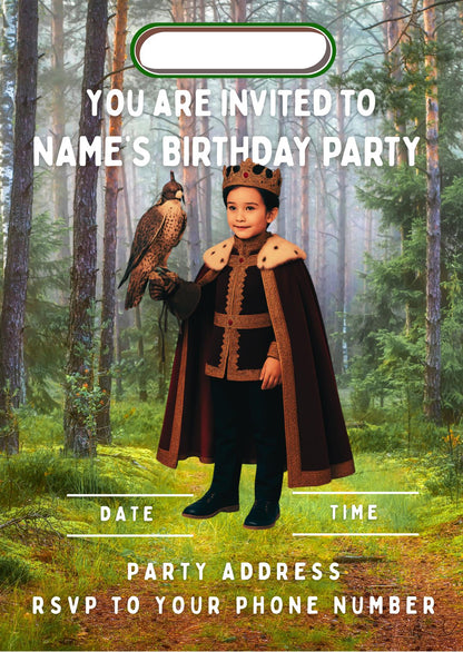 Photo Transformation Boy to Prince Personalised Cake Toppers: Edible Icing or Wafer matching Invitations Stickers Balloon Party Pack